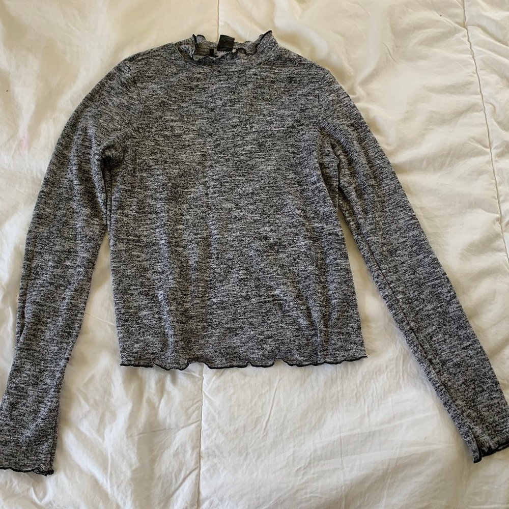 Gray and White turtleneck top